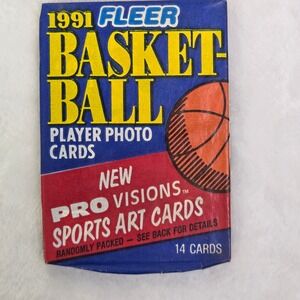 1991 Fleer Basketball Player Photo Cards Wax Pack Sealed 14 Cards Pro-Visions